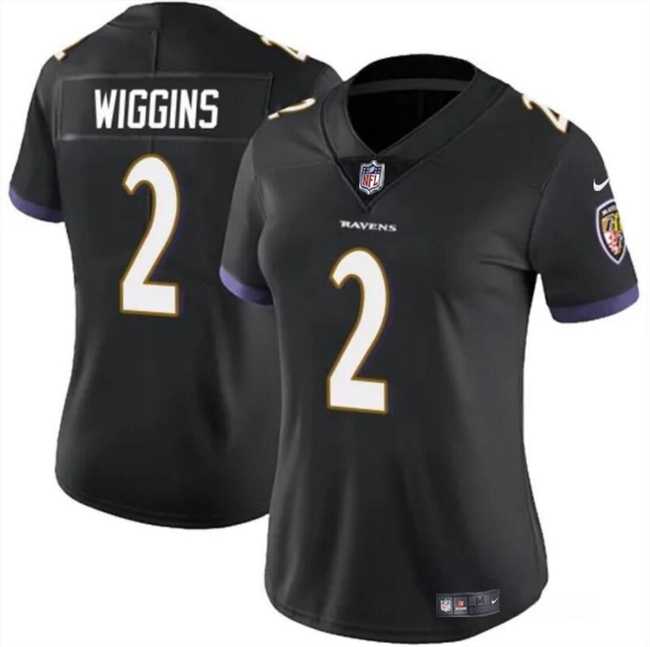 Womens Baltimore Ravens #2 Nate Wiggins Black 2024 Draft Jersey Dzhi->women nfl jersey->Women Jersey